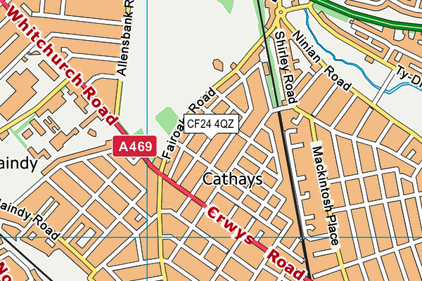 CF24 4QZ map - OS VectorMap District (Ordnance Survey)