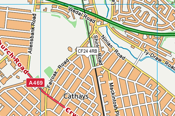 CF24 4RB map - OS VectorMap District (Ordnance Survey)