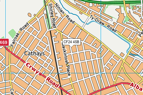 CF24 4SB map - OS VectorMap District (Ordnance Survey)