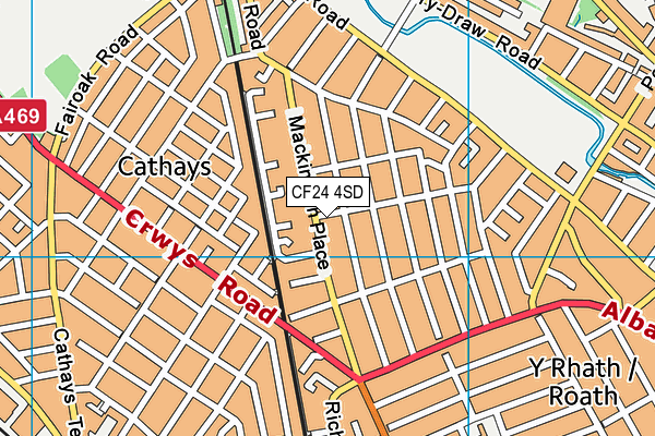 CF24 4SD map - OS VectorMap District (Ordnance Survey)