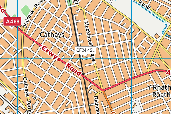 CF24 4SL map - OS VectorMap District (Ordnance Survey)