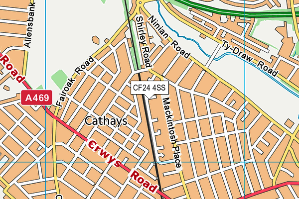 CF24 4SS map - OS VectorMap District (Ordnance Survey)