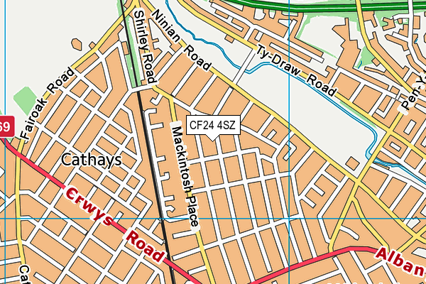 CF24 4SZ map - OS VectorMap District (Ordnance Survey)