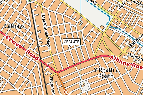 CF24 4TF map - OS VectorMap District (Ordnance Survey)