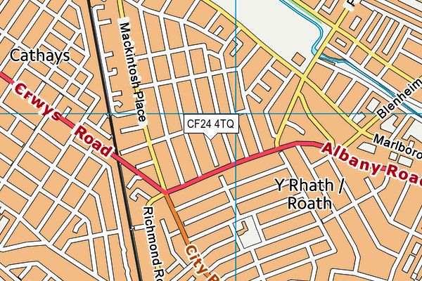 CF24 4TQ map - OS VectorMap District (Ordnance Survey)