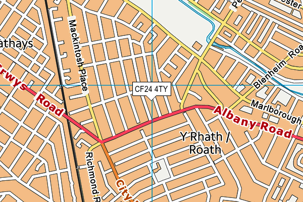 CF24 4TY map - OS VectorMap District (Ordnance Survey)