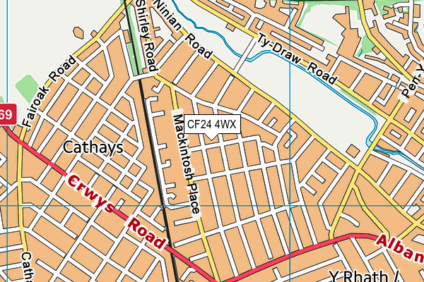 CF24 4WX map - OS VectorMap District (Ordnance Survey)