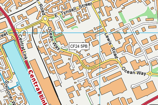 CF24 5PB map - OS VectorMap District (Ordnance Survey)