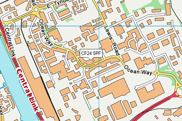 CF24 5PF map - OS VectorMap District (Ordnance Survey)