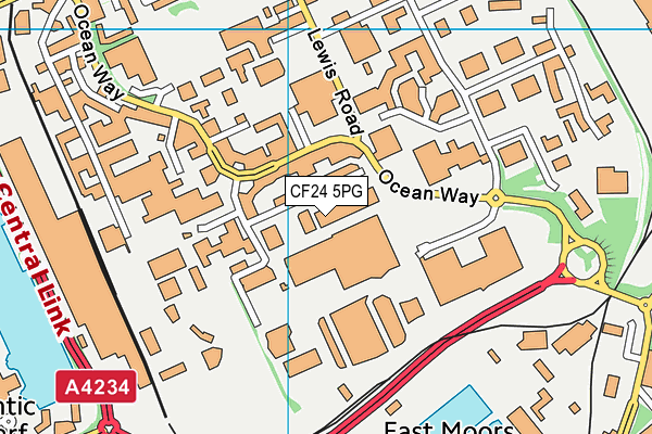 CF24 5PG map - OS VectorMap District (Ordnance Survey)