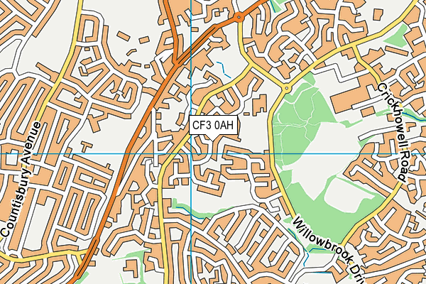 CF3 0AH map - OS VectorMap District (Ordnance Survey)