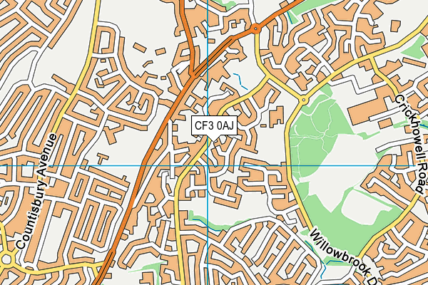 CF3 0AJ map - OS VectorMap District (Ordnance Survey)