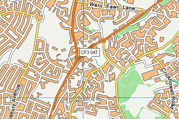 CF3 0AT map - OS VectorMap District (Ordnance Survey)