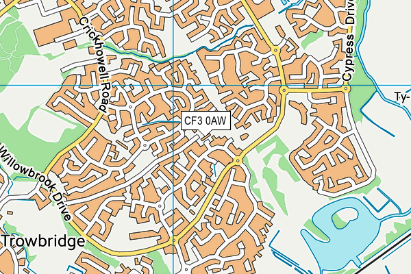 CF3 0AW map - OS VectorMap District (Ordnance Survey)