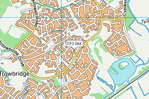 CF3 0AX map - OS VectorMap District (Ordnance Survey)