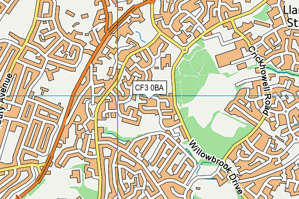 CF3 0BA map - OS VectorMap District (Ordnance Survey)