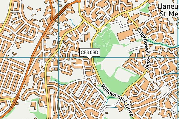 CF3 0BD map - OS VectorMap District (Ordnance Survey)