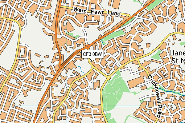 CF3 0BW map - OS VectorMap District (Ordnance Survey)