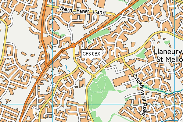 CF3 0BX map - OS VectorMap District (Ordnance Survey)
