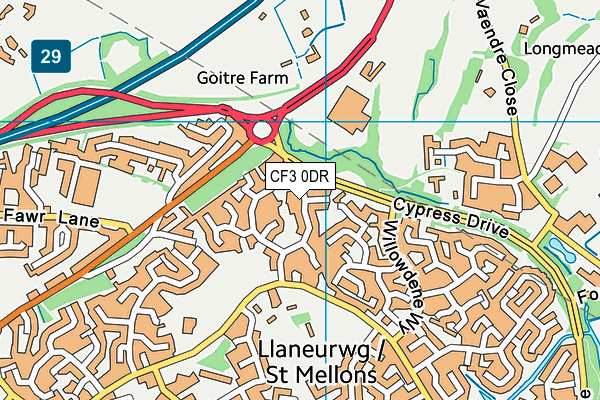 CF3 0DR map - OS VectorMap District (Ordnance Survey)