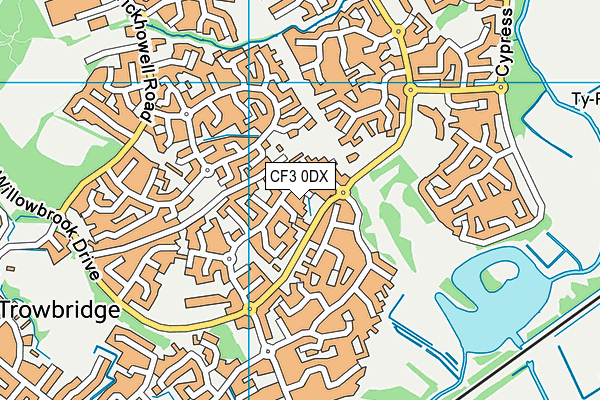 CF3 0DX map - OS VectorMap District (Ordnance Survey)