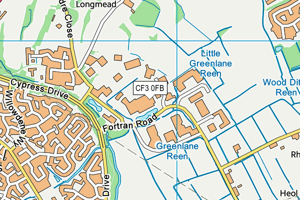 CF3 0FB map - OS VectorMap District (Ordnance Survey)