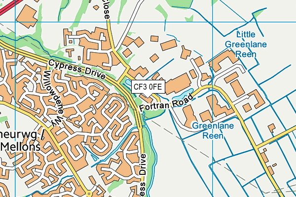 CF3 0FE map - OS VectorMap District (Ordnance Survey)