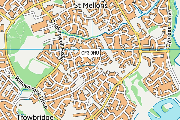 CF3 0HU map - OS VectorMap District (Ordnance Survey)