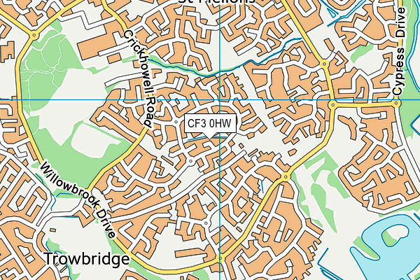 CF3 0HW map - OS VectorMap District (Ordnance Survey)
