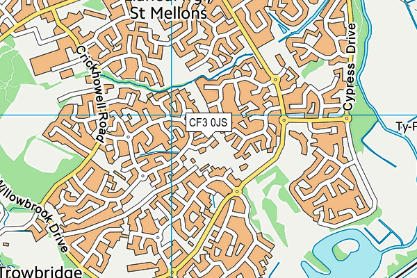 CF3 0JS map - OS VectorMap District (Ordnance Survey)