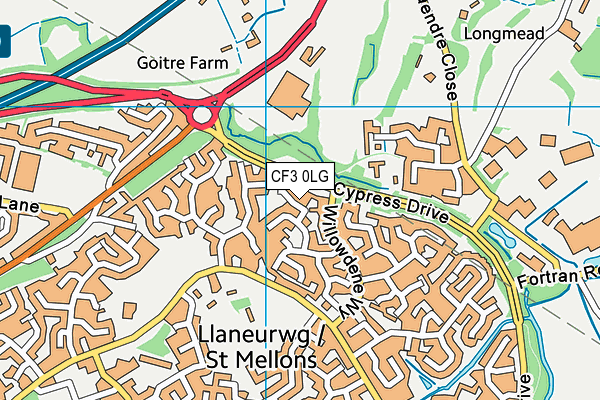 CF3 0LG map - OS VectorMap District (Ordnance Survey)