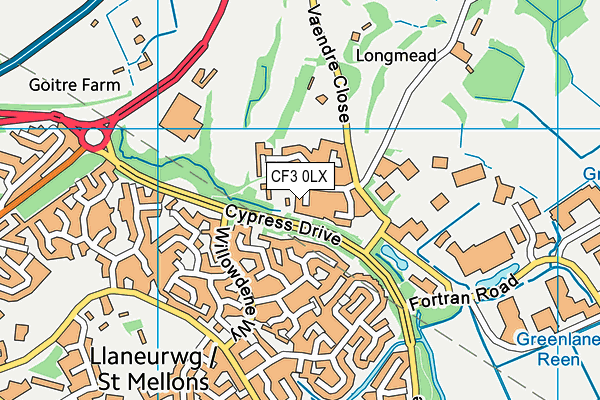 CF3 0LX map - OS VectorMap District (Ordnance Survey)