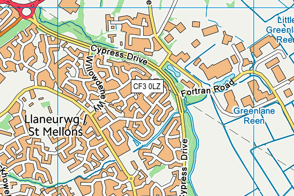 CF3 0LZ map - OS VectorMap District (Ordnance Survey)