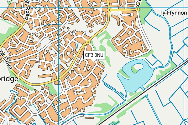 CF3 0NU map - OS VectorMap District (Ordnance Survey)