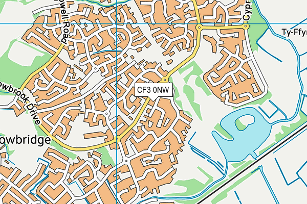 CF3 0NW map - OS VectorMap District (Ordnance Survey)