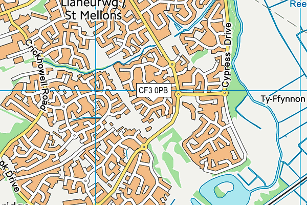 CF3 0PB map - OS VectorMap District (Ordnance Survey)