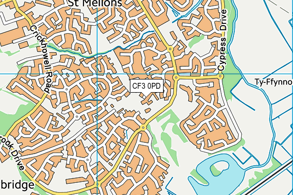 CF3 0PD map - OS VectorMap District (Ordnance Survey)