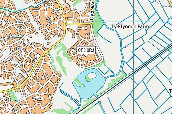 CF3 0RJ map - OS VectorMap District (Ordnance Survey)