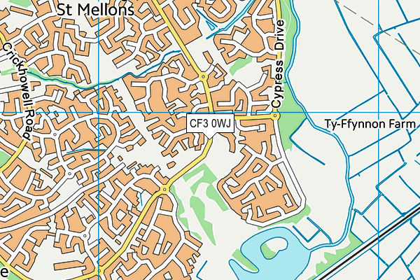CF3 0WJ map - OS VectorMap District (Ordnance Survey)