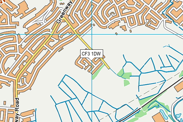 CF3 1DW map - OS VectorMap District (Ordnance Survey)