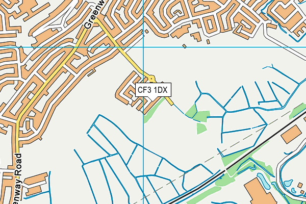 CF3 1DX map - OS VectorMap District (Ordnance Survey)