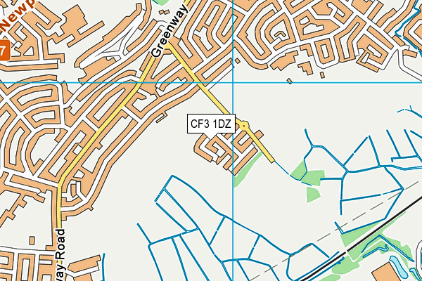 CF3 1DZ map - OS VectorMap District (Ordnance Survey)