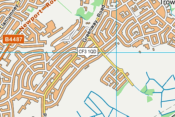 CF3 1QD map - OS VectorMap District (Ordnance Survey)