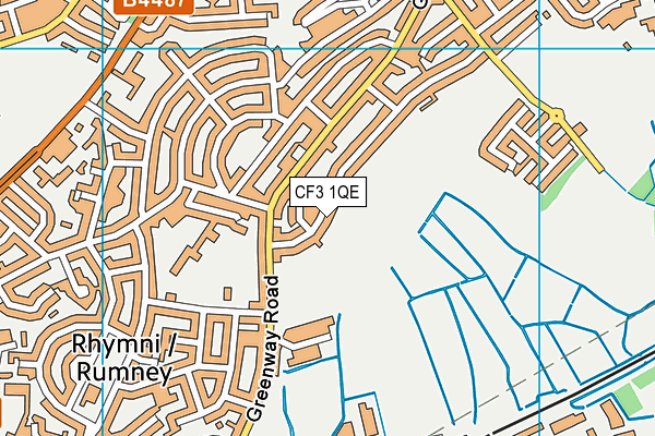 CF3 1QE map - OS VectorMap District (Ordnance Survey)