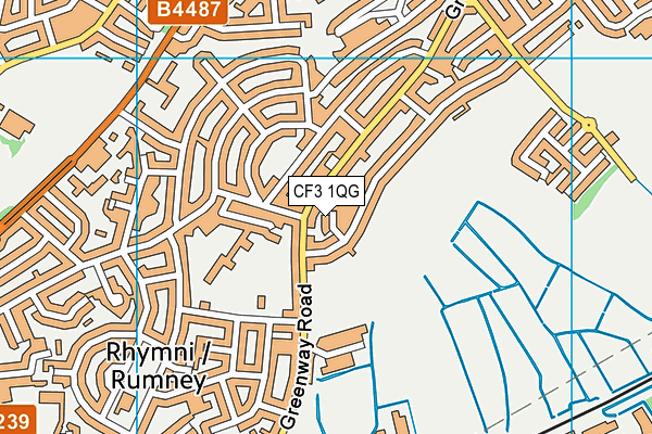 CF3 1QG map - OS VectorMap District (Ordnance Survey)