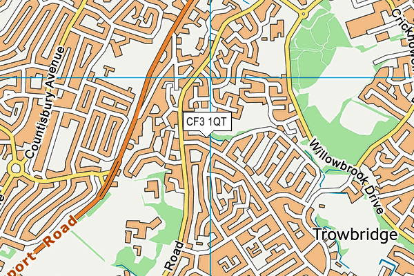 CF3 1QT map - OS VectorMap District (Ordnance Survey)