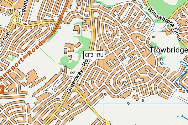 CF3 1RU map - OS VectorMap District (Ordnance Survey)