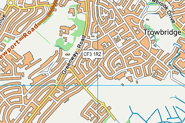 CF3 1RZ map - OS VectorMap District (Ordnance Survey)