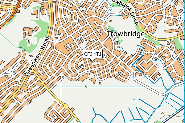 CF3 1TJ map - OS VectorMap District (Ordnance Survey)