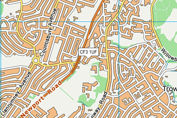 CF3 1UF map - OS VectorMap District (Ordnance Survey)